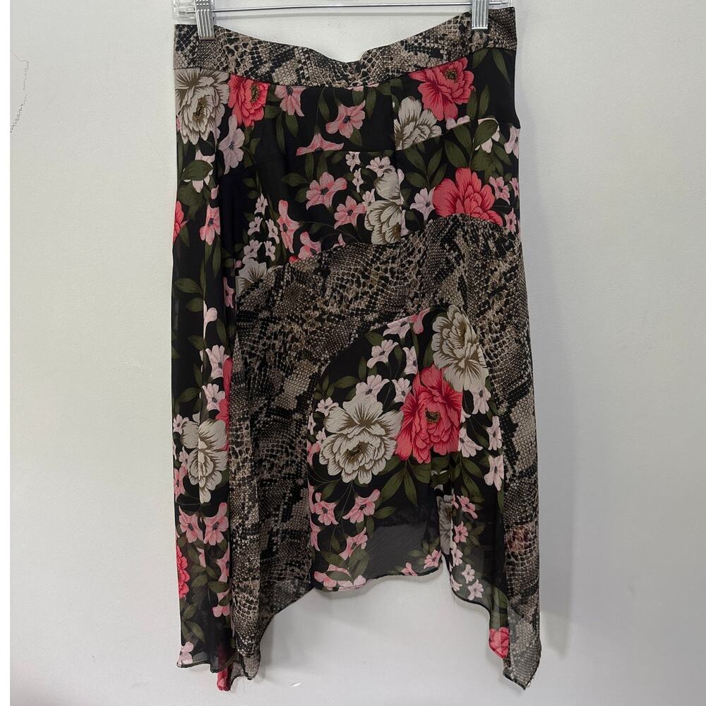 INC International Concepts Skirt 6P Black Patchwork Asymmetric Y2K Fairy Grunge